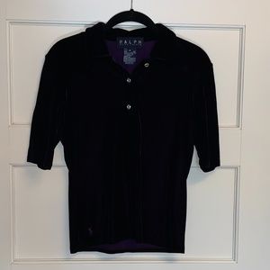 Vintage Ralph Lauren Velvet Shirt/Crystal Buttons